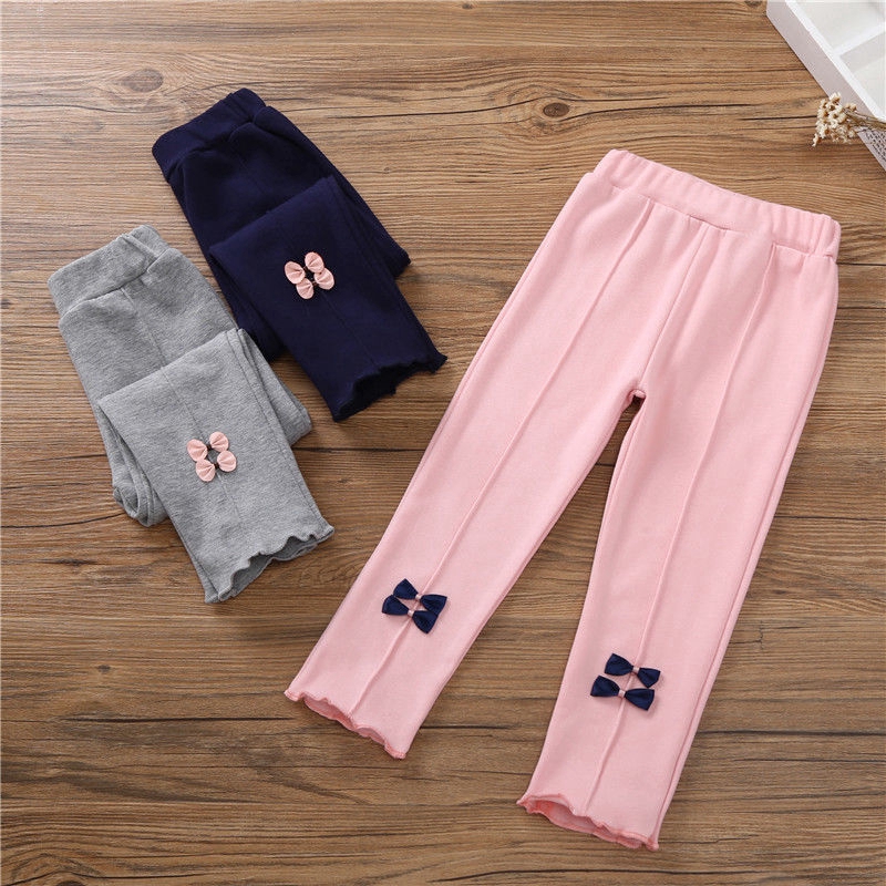 Quần legging chất cotton trang trí nơ đáng yêu dành cho bé