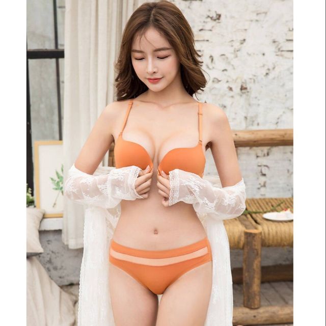 Bộ đồ lót , Áo Lót Nữ Cài Trước không gọng năng ngực dây lưới cao cấp - BỘ CT