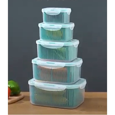 HỘP ĐỰNG ĐỒ BẢO QUẢN TỦ LẠNH - Bộ set 5 rổ hộp đựng đồ tủ lạnh đa năng thông minh cao cấp