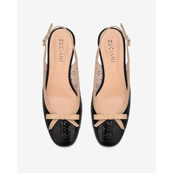 Giày cao gót nữ Zuciani da bò cao cấp thiết kế sling back  mũi đính nơ thanh lịch - GZD51