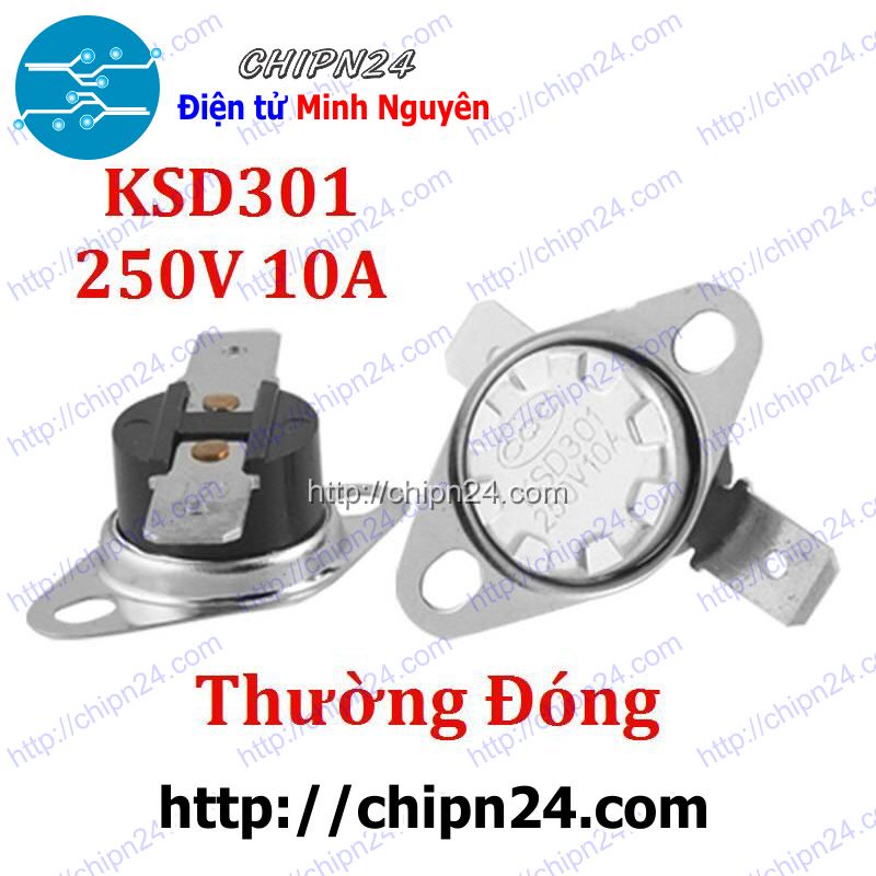 [1 CÁI] (F72) Cầu Chì Nhiệt KSD301 Thường Đóng 80 Độ (10A 250VAC)