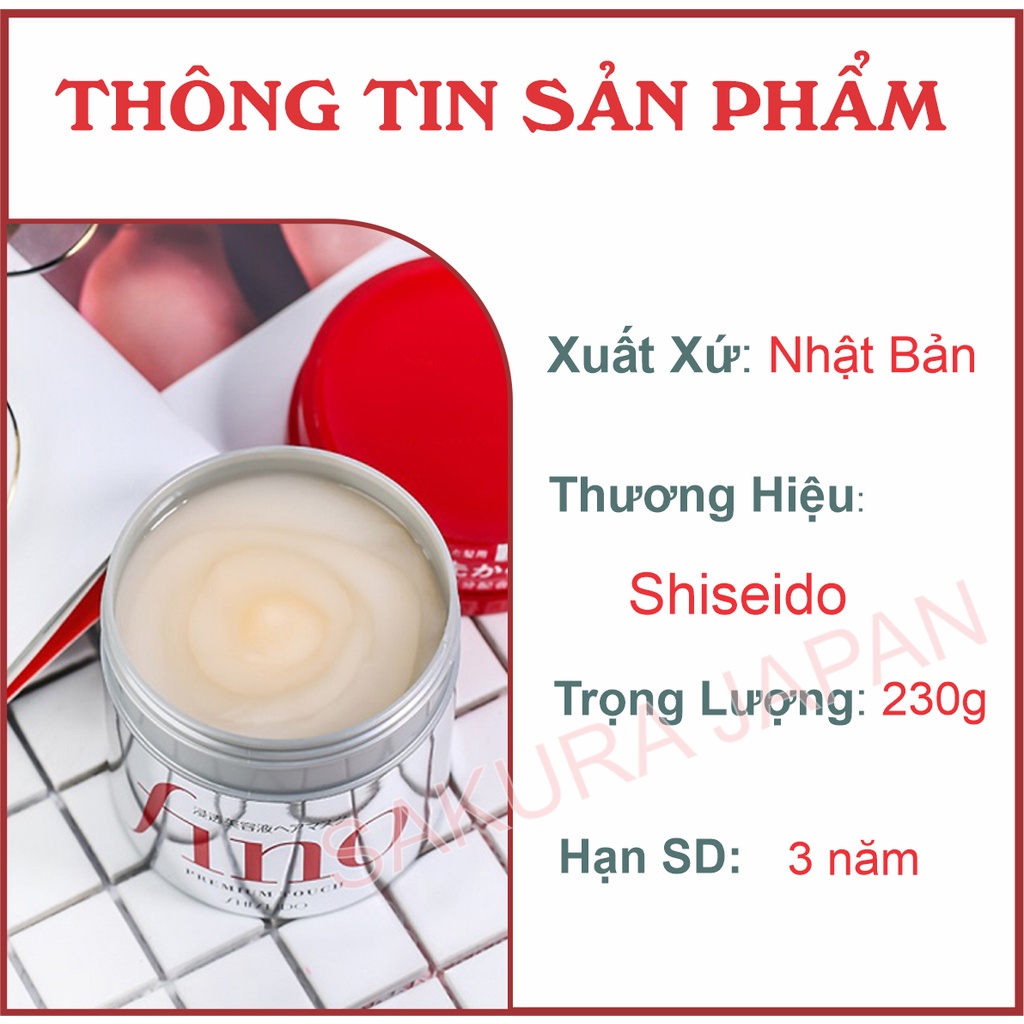 Kem ủ tóc Fino Shiseido 230g Nhật Bản giúp tóc luôn suôn mượt cải thiện tóc hư tổn