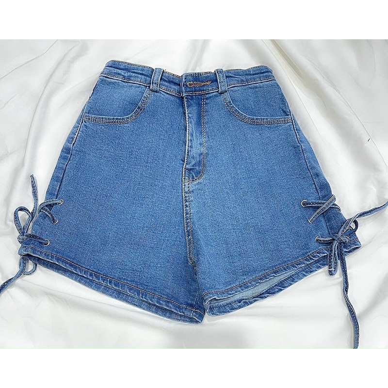 Quần jeans trơn phối đan dây siêu đẹp