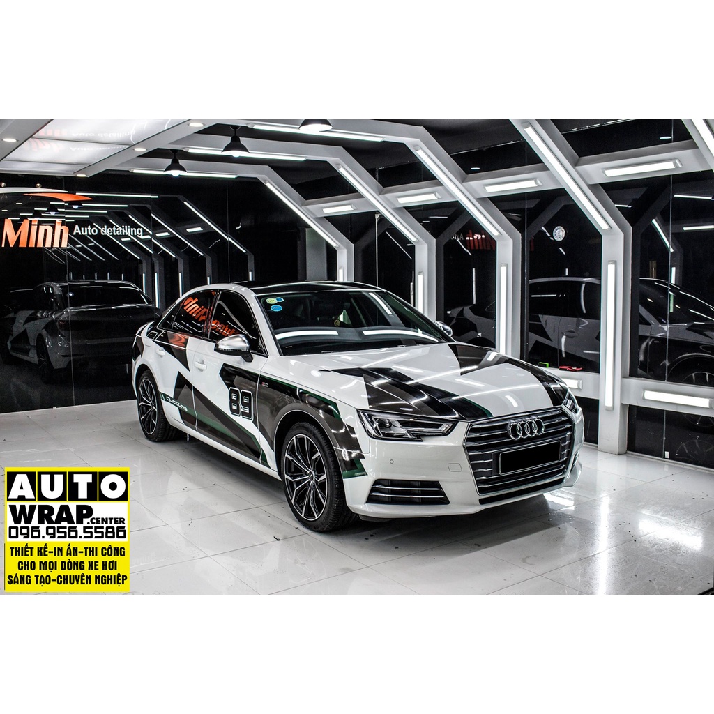 Tem họa tiết xe Audi A4 Quattro - Tem họa tiết ô tô, tem dán sườn xe thể thao