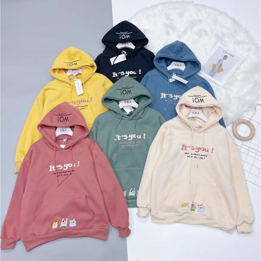 Áo Nỉ Hoodie Form Rộng Tay Phồng Có Mũ CHất Nỉ Cotton Trần Bông Hàng Quảng Châu Kiểu 2 | Smide Clothing