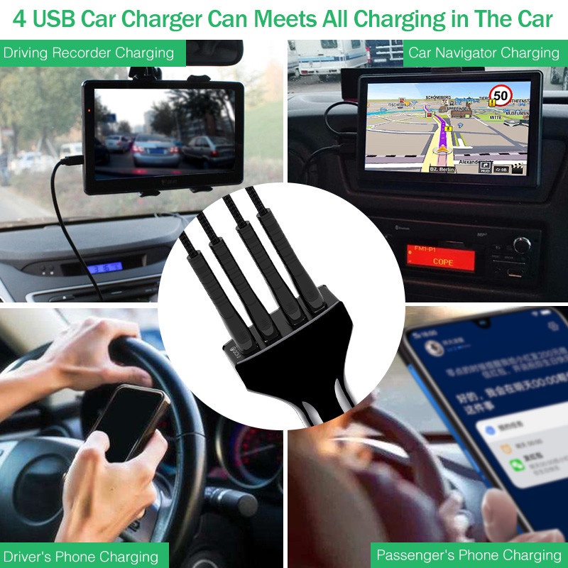 Tẩu Sạc Nhanh 30W 4 Cổng USB 3.0 Kép Cho Android Type C IOS