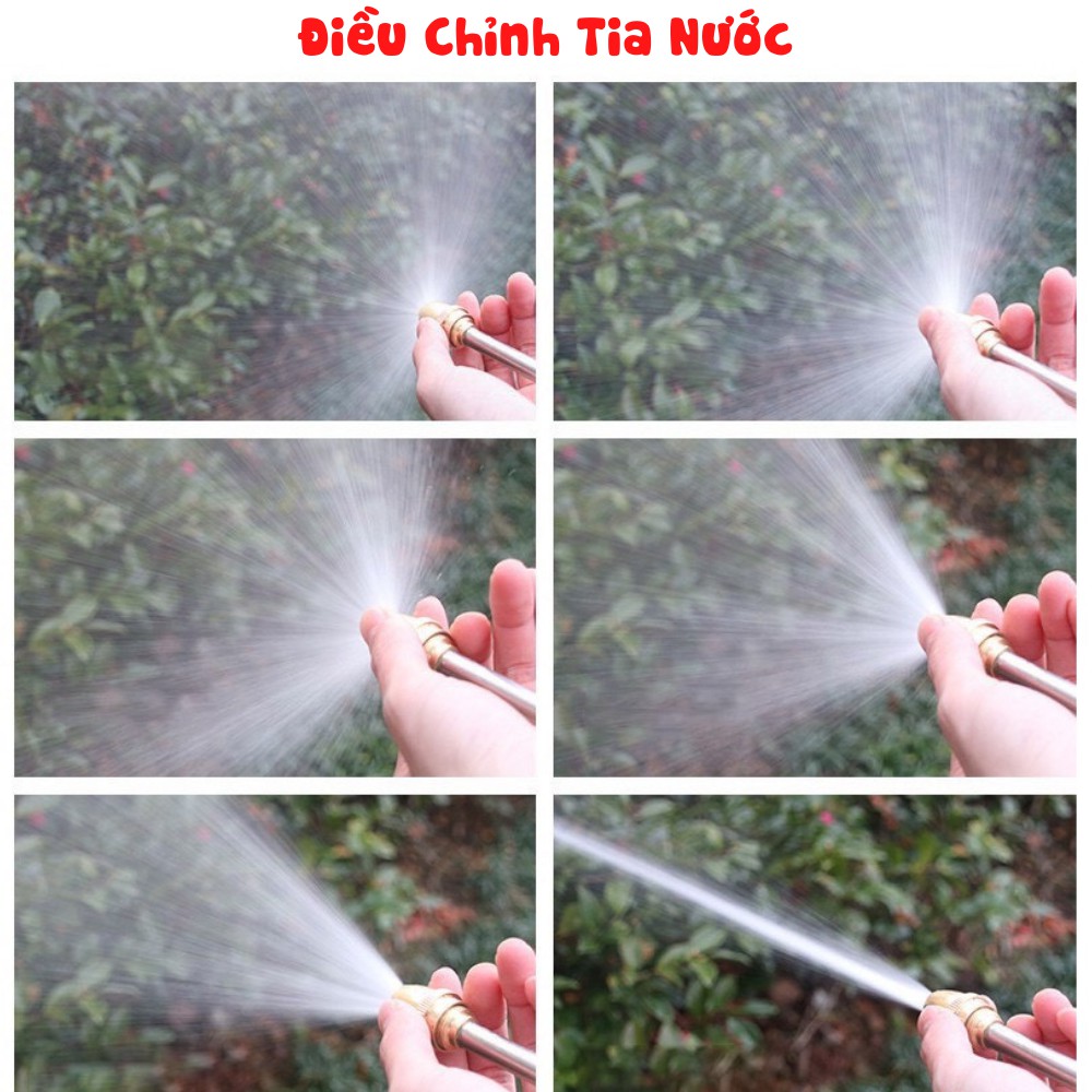 Combo Vòi phun nước tăng áp kèm ống nước nhựa lưới xanh dùng rửa xe tưới cây
