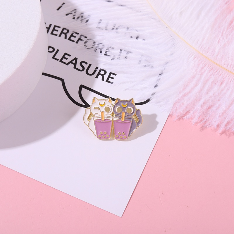 Ghim cài áo QIHE JEWELRY hình mèo hoạt hình dễ thương