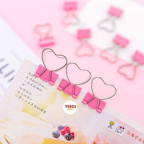 <Ảnh Thật Shop Chụp> Kẹp Bướm Kim Loại Giữ Giấy Ghi Chú Tài Liệu Đánh Dấu Sách Đồ Dùng Hình Trái Tim Độc Lạ D090