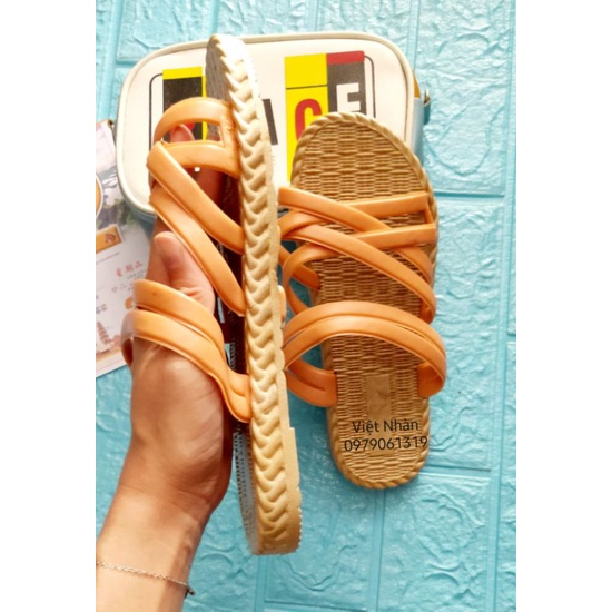 Dép sandal dép nhựa nữ đế cói siêu êm chân