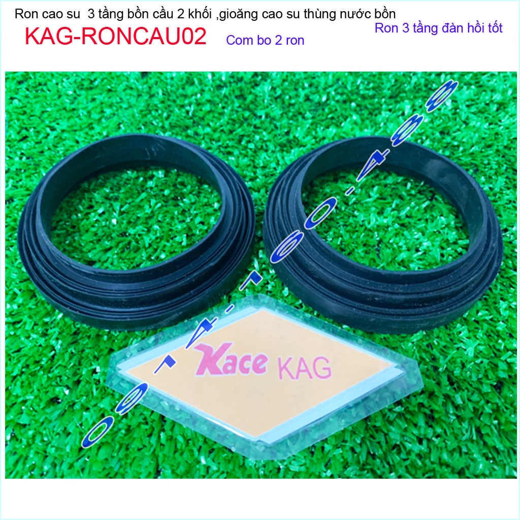 Combo 2 Ron cao su 3 tầng thùng nước bồn cầu KAG-RONCAU02, cặp ron lót két nước xí bệt cao su dày lót êm vừa 99% cầu