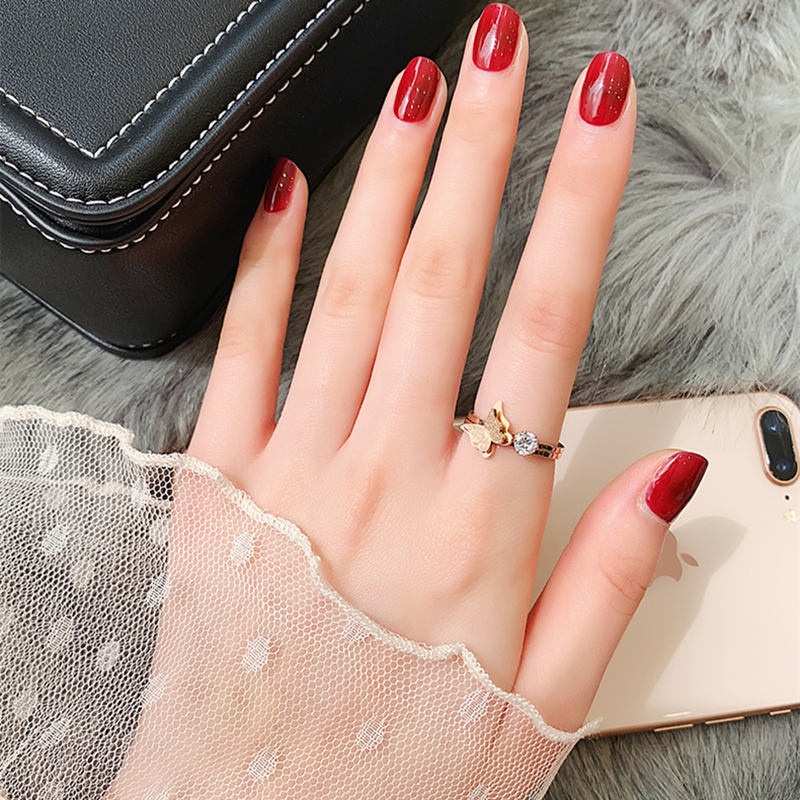 Nhẫn titan nữ không gỉ mạ vàng 18k mặt hình bướm xinh xắn thời trang cao cấp thiết kế mới 2021