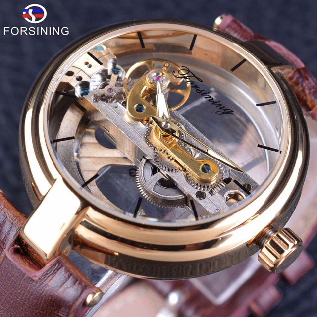 Đồng hồ cơ nam lộ máy nhỏ gọn Forsining
