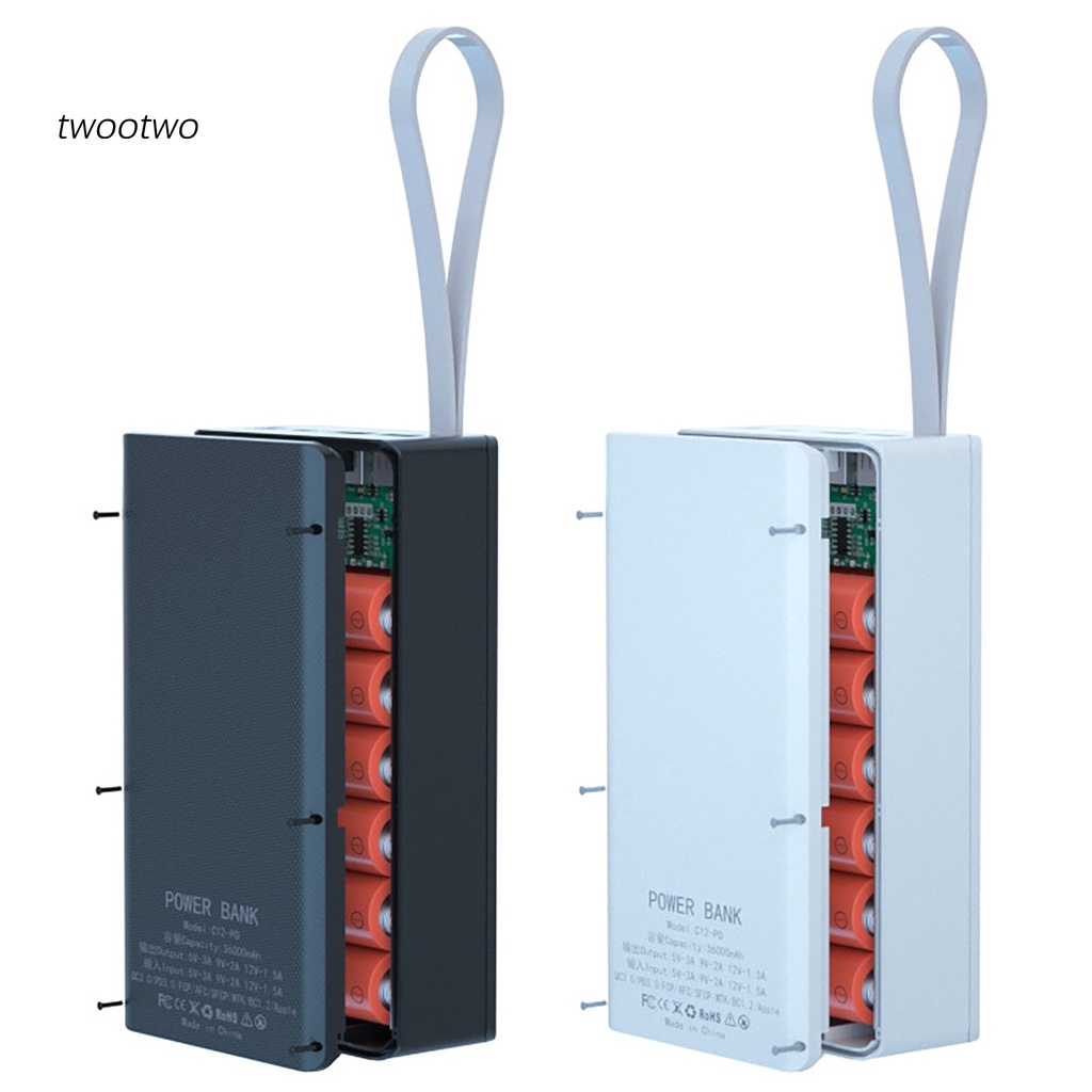 Vỏ hộp sạc dự phòng không dây C12 12x18650 QC PD thích hợp cho điện thoại thông minh