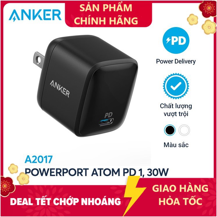 Cốc Sạc ANKER PowerPort Atom PD 1 cổng 30W [GaN Technology] - Củ sạc Anker PD A2017 - Hàng chính hãng Bảo hành 18 Tháng