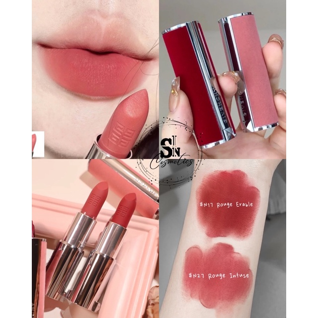 Son GVC Givenchy vỏ hồng nhung Sheer Velvet N17 N27/ GVC Givenchy vỏ đỏ nhung Deep Velvet N12 N27 N35