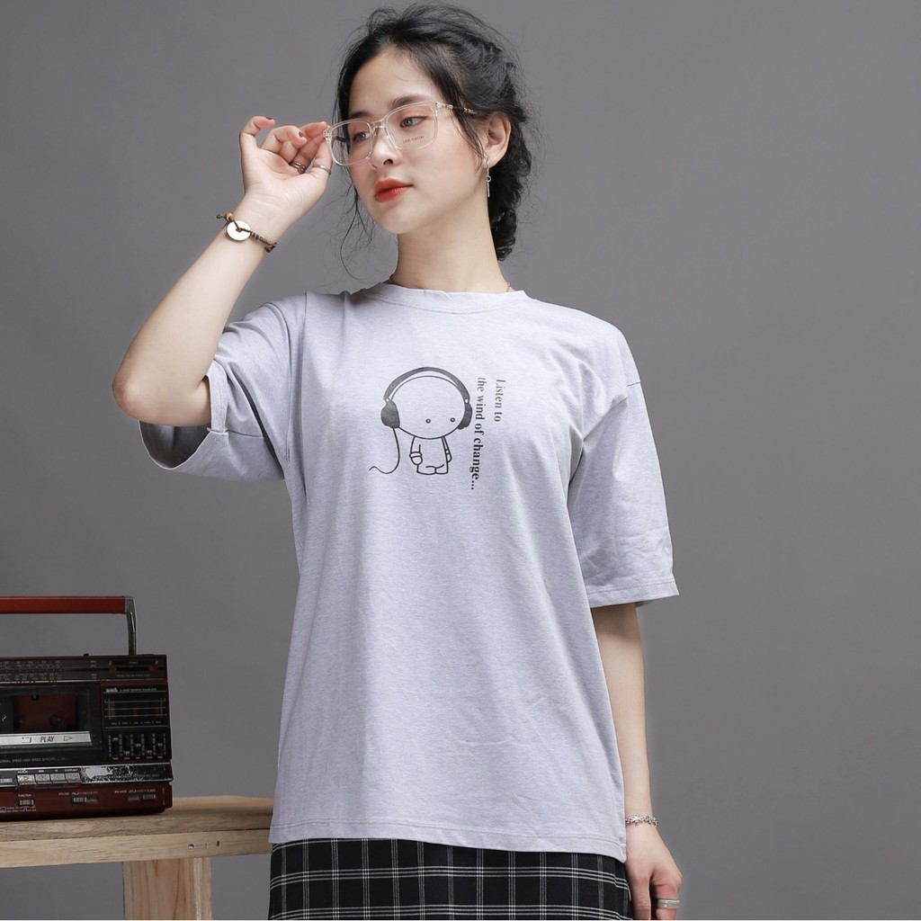Áo thun tay lỡ GONESS dáng Unisex form rộng phong cách Ulzzang in hình tai nghe AP004