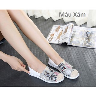 HỖ TRỢ SHIP - GIÀY LƯỜI SLIP ON VINTAGE ĐƠN GIẢN MÀU XÁM