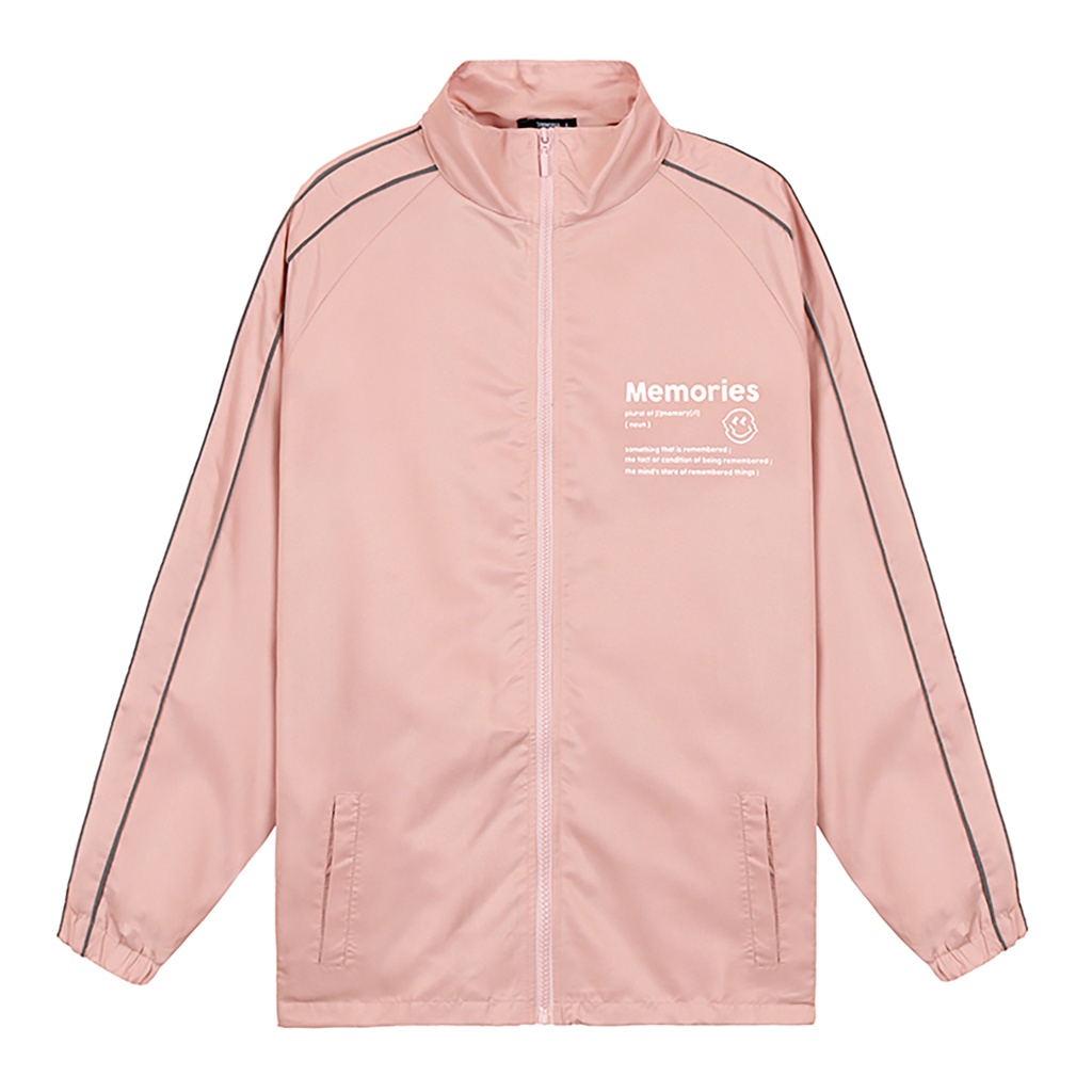 Áo Khoác Jacket Memories Form Thoải mái Unisex Chất Liệu Polyester Vải Dù Màu Hồng