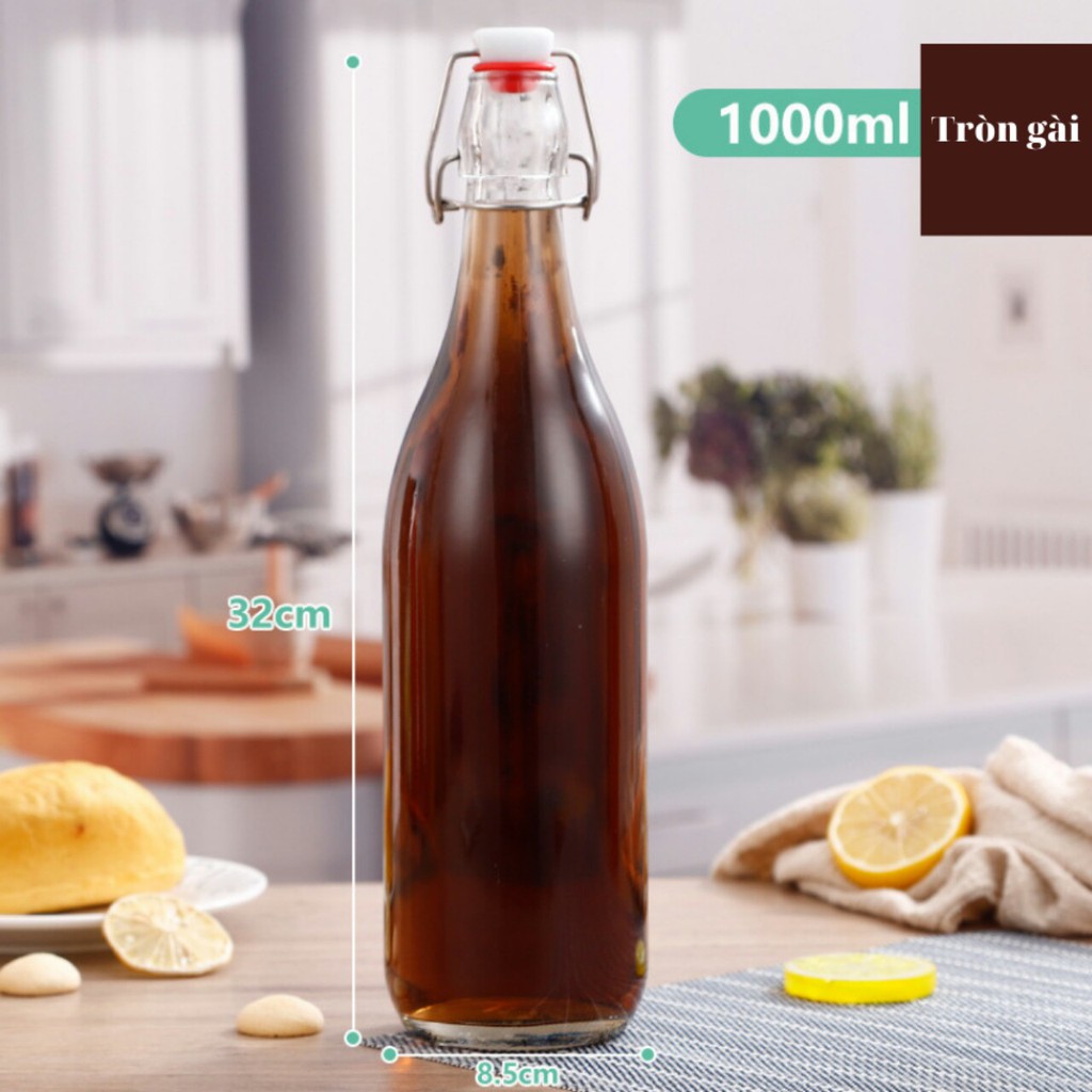 Chai thủy tinh nắp gài 1 lít cao cấp