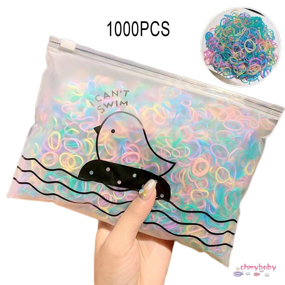 1000 cái Một lần Màu Dây Cao Su Nhỏ Cho Phụ Nữ Cô Gái Dây Thắt Tóc Đàn Hồi