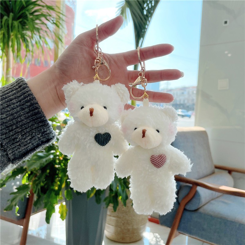 Móc Khóa Gấu Bông Đeo Nơ Nhiều Màu Siêu Cute