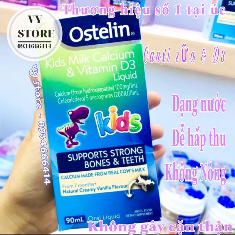 Ostelin Kid Milk Calcium &amp; Vitamin D3 Liquid, Canxi Ostelin, Canxi Ostelin Nước,thực phẩm bổ sung cho bé ÚC