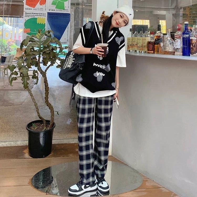 Áo len không tay cổ chữ v dáng rộng thời trang theo phong cách hàn quốc cho nữ