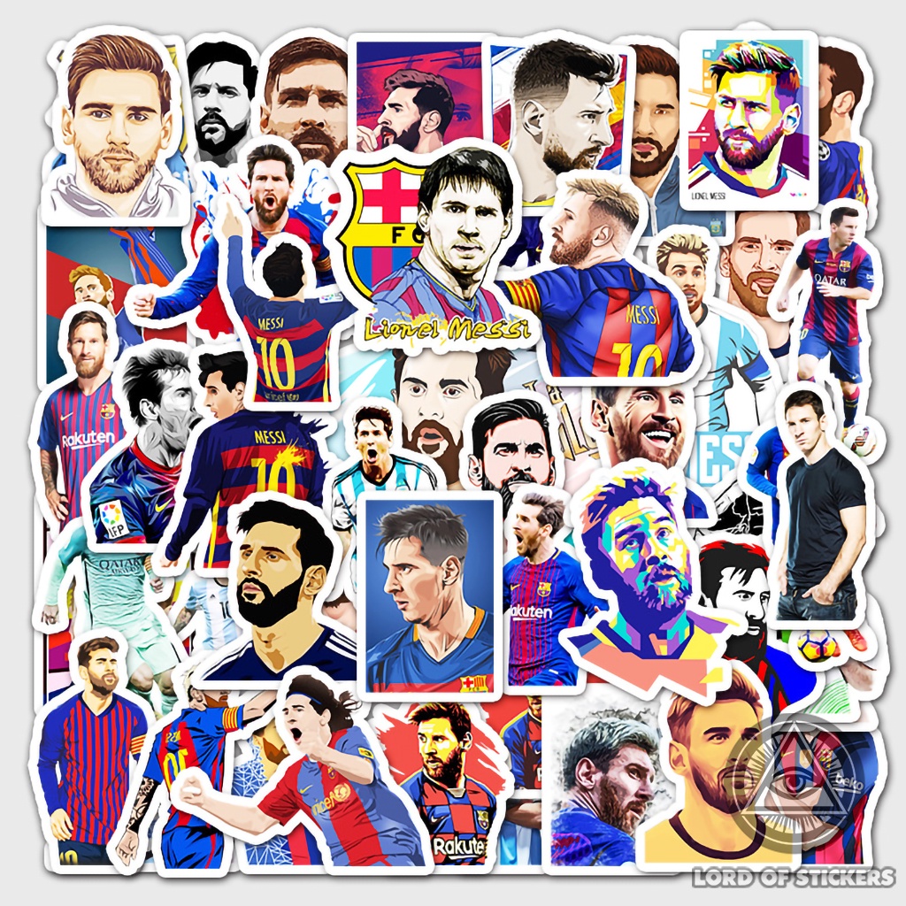 Set 51 Hình Dán Messi Sticker Cầu Thủ Bóng Đá Chống Thấm Nước Trang Trí Mũ Bảo Hiểm, Ván Trượt, Điện Thoại, Laptop, Vali