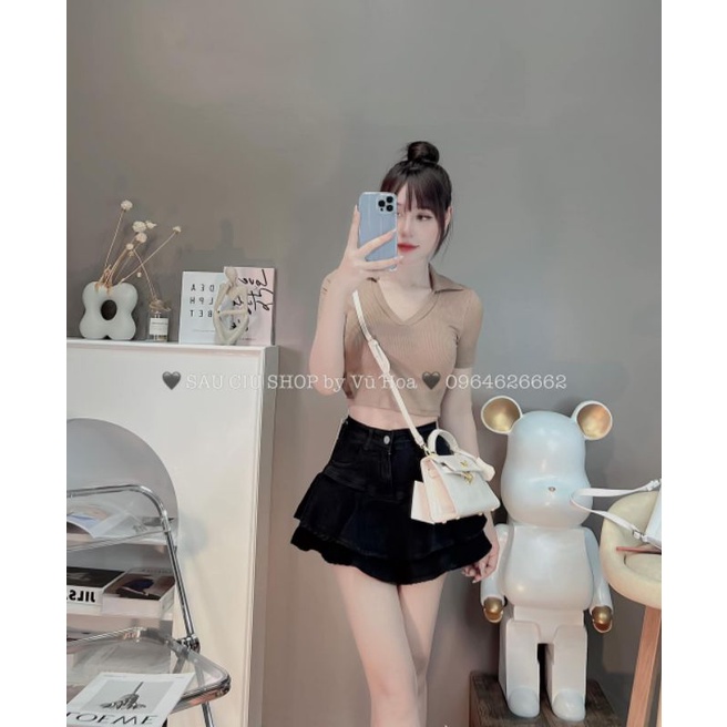 Chân váy jean tầng hàng QCL1