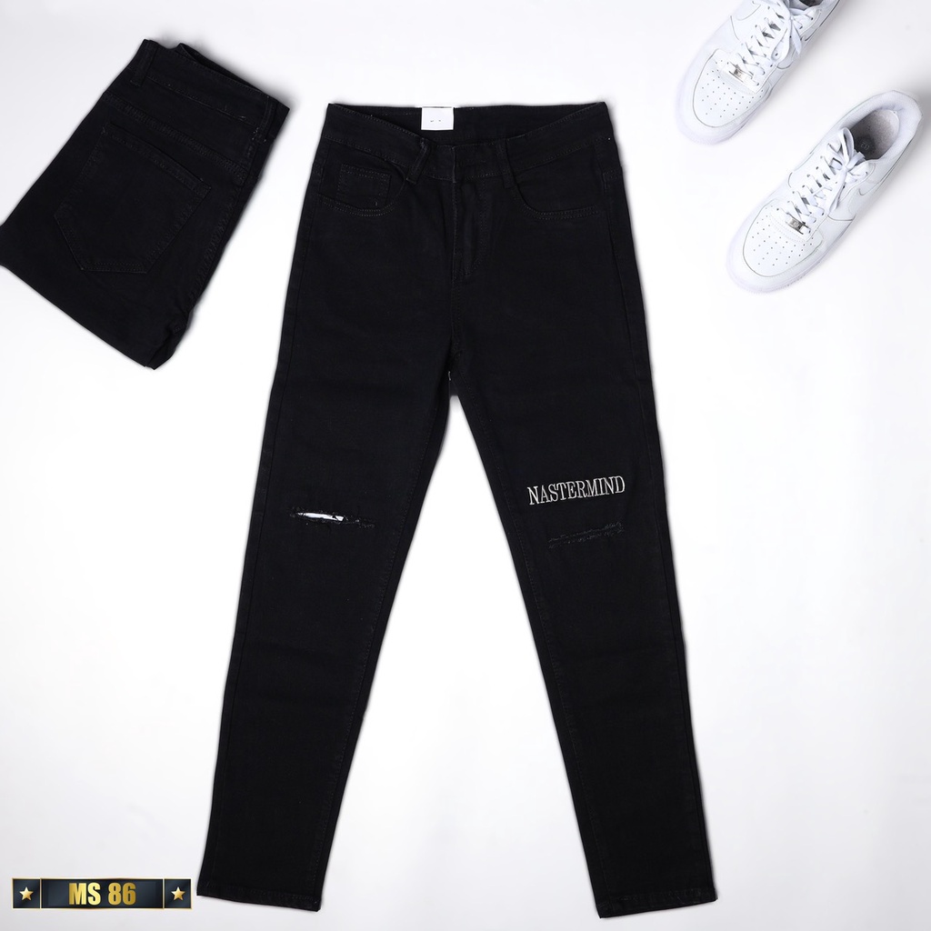 Quần Jean Nam Rách Gối Màu Đen cao cấp mẫu Skinny hot nhất MH STORE