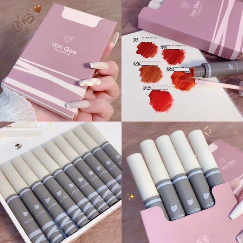 Set Son Kem Lì Chocolate VONGEE 5 cây