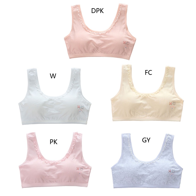 Áo Ngực Thể Thao Cotton Dạng Chữ U Họa Tiết Hoạt Hình Phối Ren Có Đệm Mút Cho Nữ