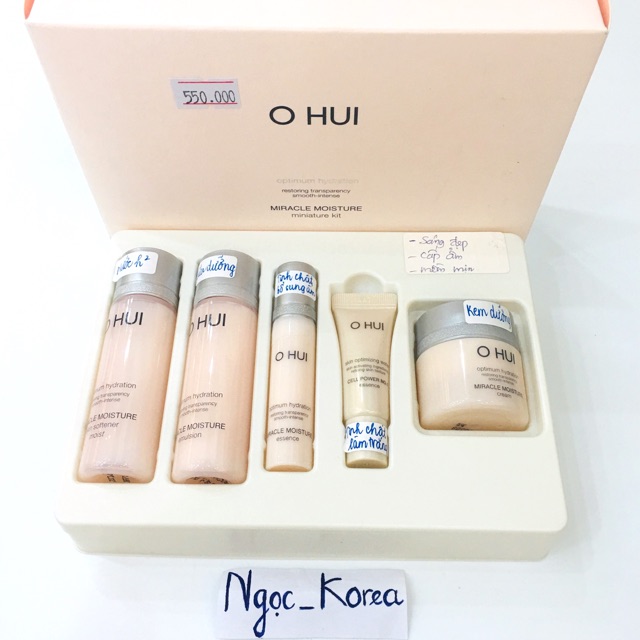 Set Dưỡng Da Ohui Mini Miracle Moisture miniature Kit 5SP Màu Hồng