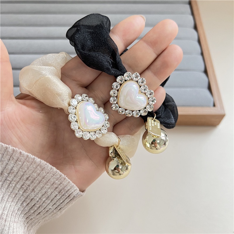 Dây Buộc Tóc Lưới Đính Đá Ngọc Trai Phong Cách Hàn Quốc