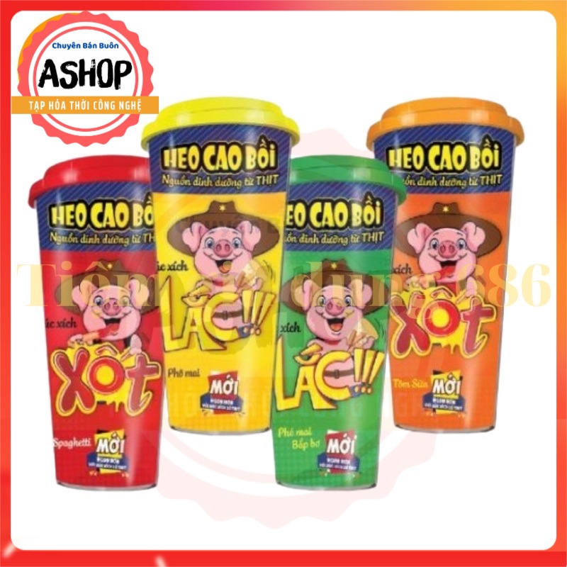 Xúc xích lắc heo cao bồi đủ vị ăn mê ly ngon hết ý siêu HOT HIT hộp loại 64g ASHOP-TẠP HÓA THỜI CÔNG NGHỆ