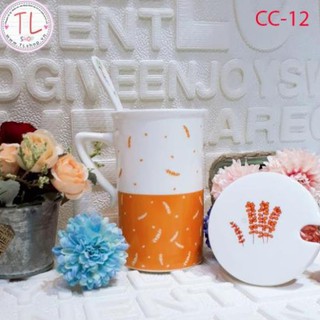 Cốc sứ - ly sứ season có nắp đậy và muỗng - cốc cà phê - ly cà phê