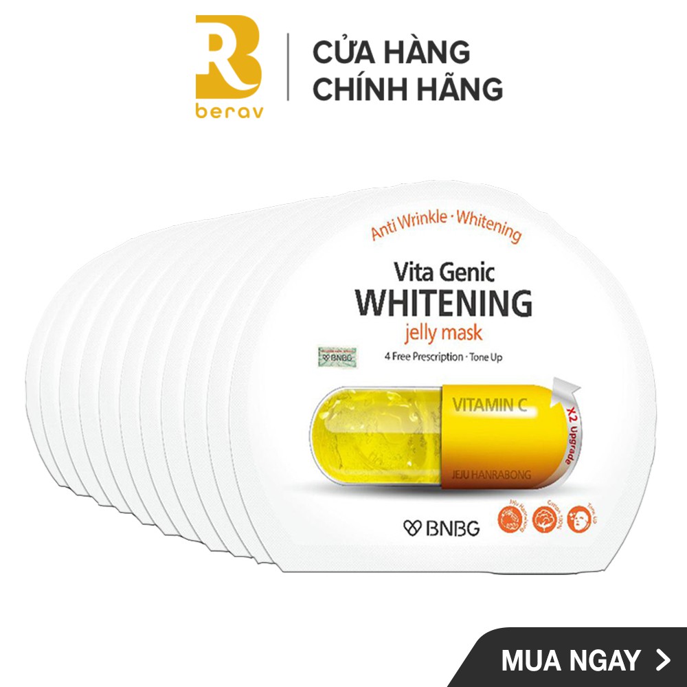 HỘP 10 MẶT NẠ BNBG Giấy Dưỡng Da Trắng Sáng & Làm Đều Màu Da Vita Genic WHITENING Jelly Mask (VITAMIN C) 30mlx10