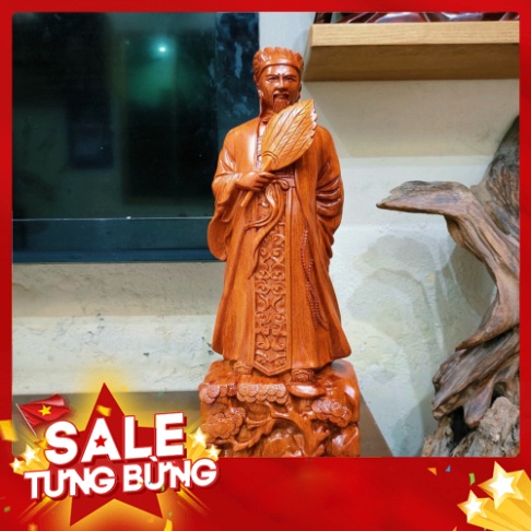 Tượng khổng minh gia cát lượng gỗ hương cao 40 cm
