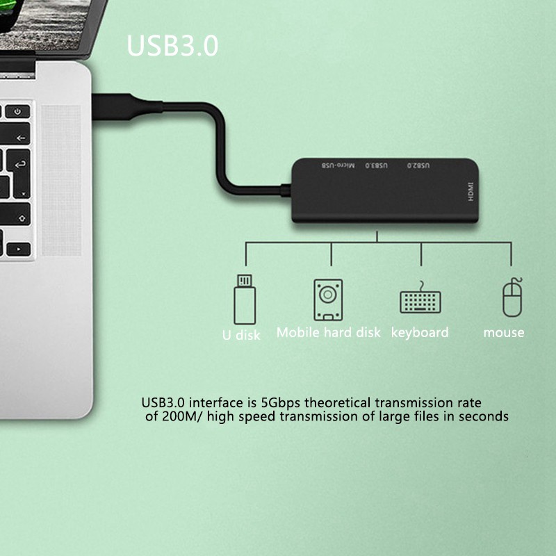 Đế Sạc Loại C Usb 3.0 + Usb2.0 + Micro-Usb + Hdmi-Compatible