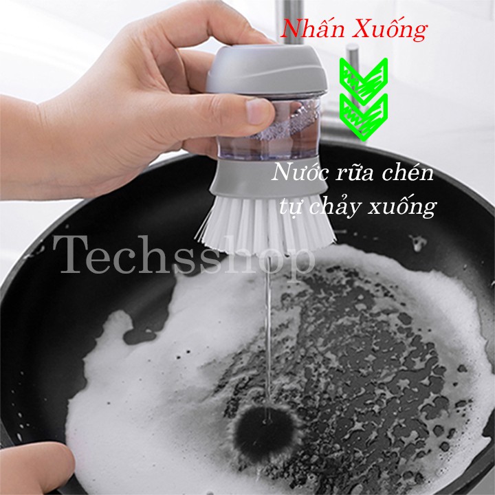 Cọ chà rửa chén bát xoong nồi chứa dung dịch xà phòng tiện lợi - dụng cụ vệ sinh nhà bếp nhà tắm