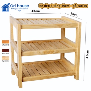 Kệ Dép Gỗ 3 Tầng Ngang 40cm - Chất Liệu Gỗ Cao Su - Nội Thất Ori