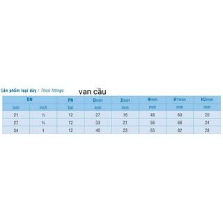 Van cầu PVC Bình Minh _ size phi 21