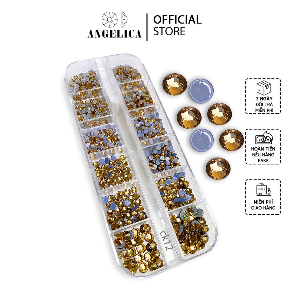 Khay Đá Nail Chân Keo Màu Vàng Mix Size Trang Trí Móng ANGELICA CK12