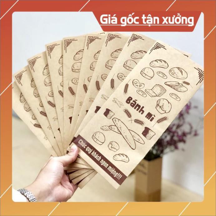 [Free ship] 500 Túi đựng bánh mì 13x25cm giấy kraff siêu đẹp + tiêu chuẩn an toàn