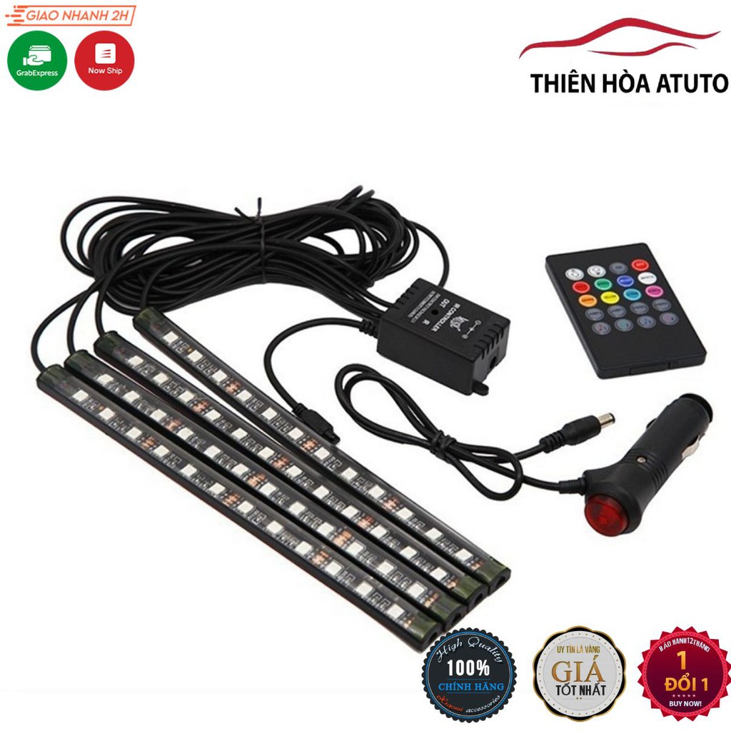 Đèn Led gắn Gầm Ghế Ô Tô, xe hơi Đầu Tẩu  loại 12 Led có Remote từ xa, cảm ứng âm thanh nhấp nháy theo nhạc