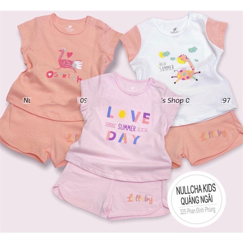 Bộ cộc tay cài vai cotton họa tiết Lullaby cho bé gái NH303M