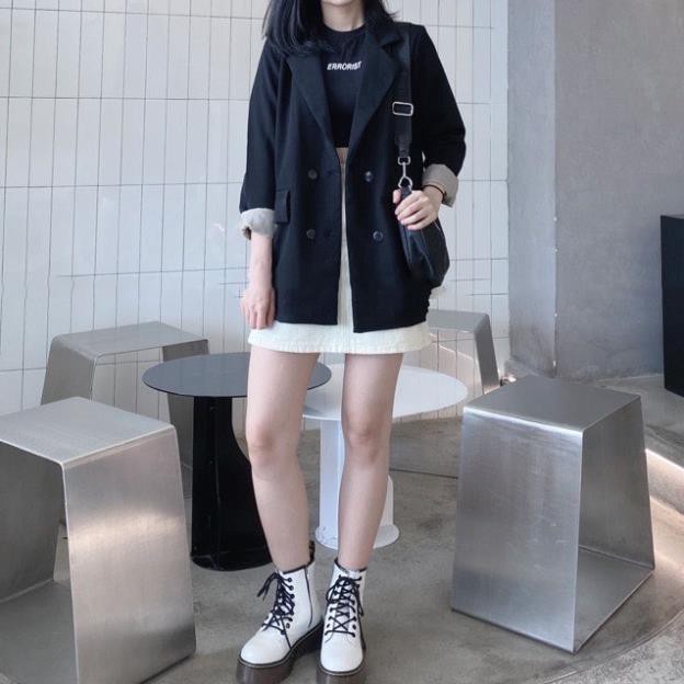áo blazer trơn nữ 2 lớp có túi nắp - áo vest màu đen ulzzang ( ảnh thật/ có sẵn) | BigBuy360 - bigbuy360.vn