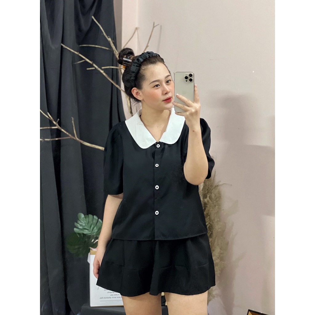 Set bộ áo cổ sen phối chân váy Bigsize 55-95KG