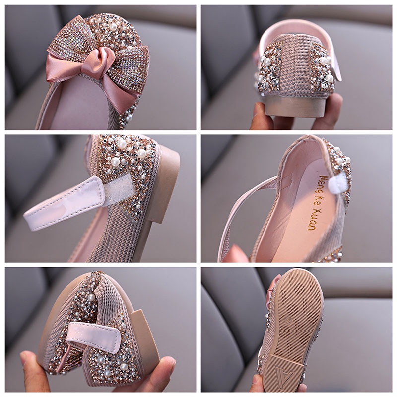 SUGE Giày Búp Bê Công Chúa Đính Kim Sa Lấp Lánh Cho Bé Gái